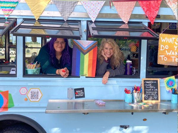 Kaitlyn and Mary on the Bus
